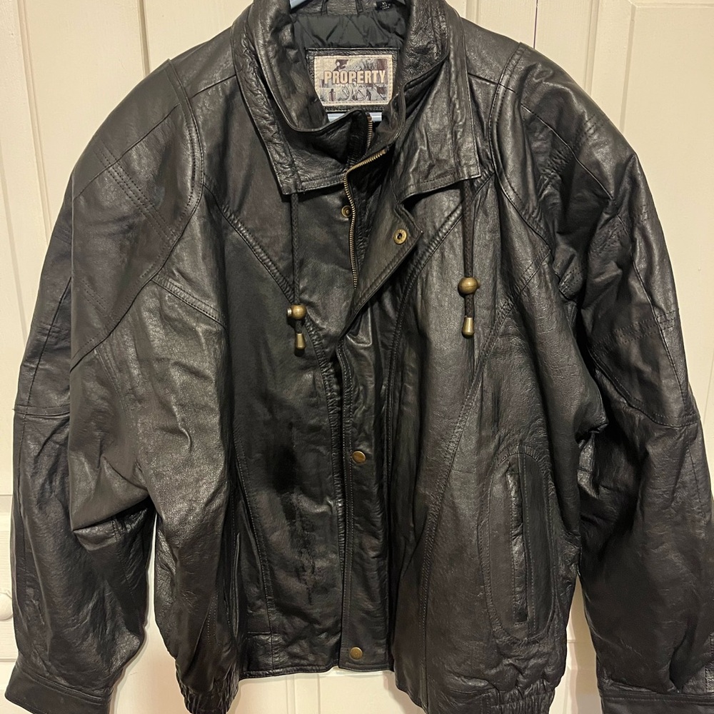 Vintage 100% Real Leather Black Leather Bomber Jacket